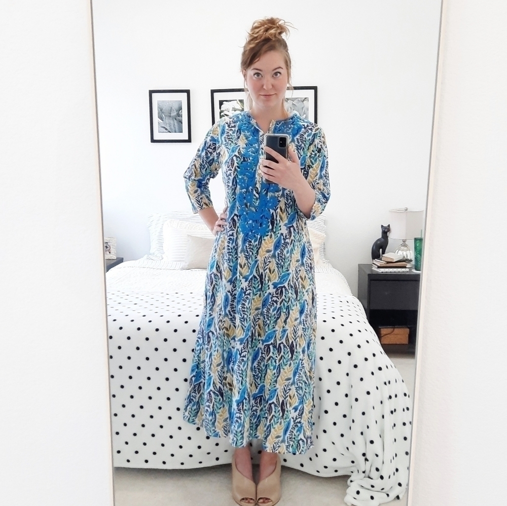 Roller Rabbit Sea Life & Embroidered Maxi Beach Dress M